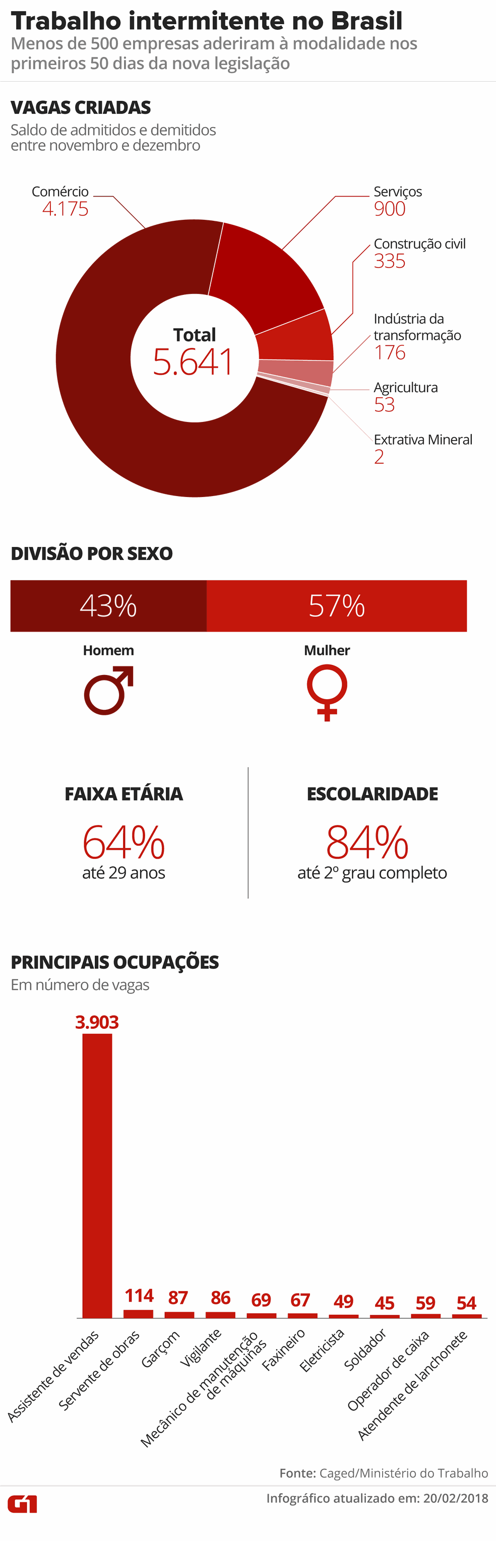 Trabalho intermitente no Brasil (Foto: Infografia: Alexandre Mauro/G1)