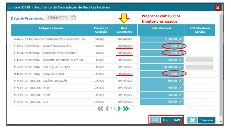 Emitir documento de arrecadação atualizado