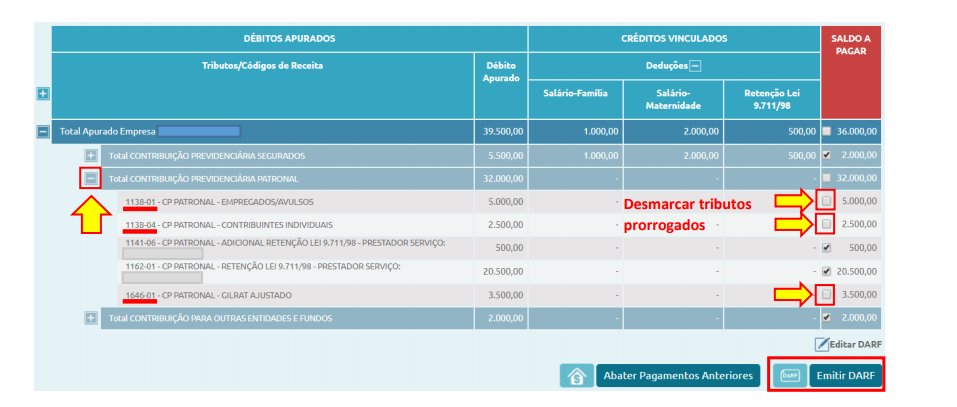 Como desmarcar contribuições previdenciárias prorrogadas