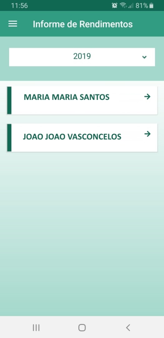 App Domestico - Informe de Rendimentos