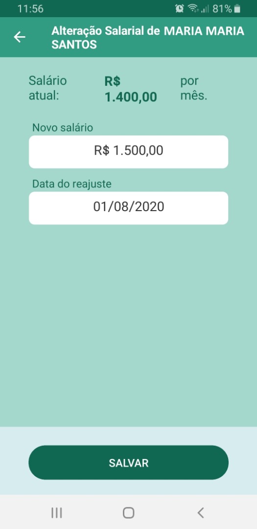 App Domestico - Reajustar Salario