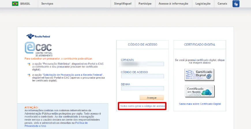 Receita suspenderá serviços do e-CAC para manutenção programada