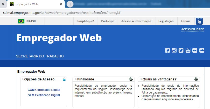 Empregador Web passa por instabilidades